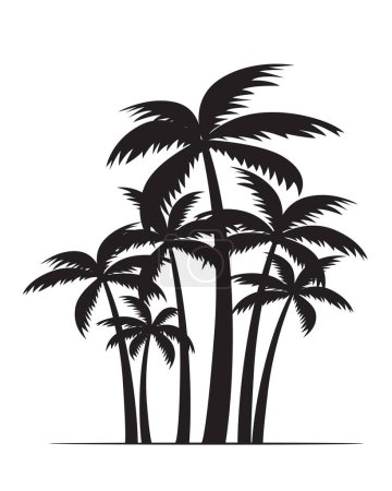 Photo for Set Black Palm Trees. Vector outline Illustration. Plant and Garden. - Royalty Free Image