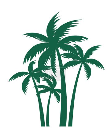 Photo for Set Green Palm Trees. Vector outline Illustration. Plant and Garden. - Royalty Free Image