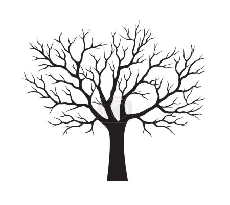 Photo for Shape of Old Black Tree with leaves. Vector outline Illustration. Plant in Garden. - Royalty Free Image