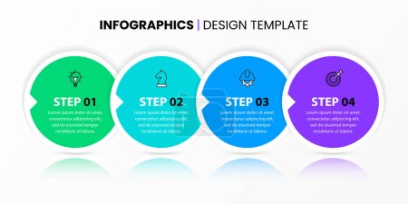 Infografik-Vorlage mit Symbolen und 4 Optionen oder Schritten. Kann für Workflow-Layout, Diagramm, Banner, Webdesign verwendet werden. Vektorillustration