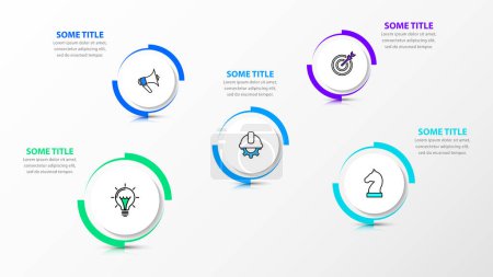 Illustration for Infographic template with icons and 5 options or steps. Gear. Can be used for workflow layout, diagram, banner, webdesign. Vector illustration - Royalty Free Image