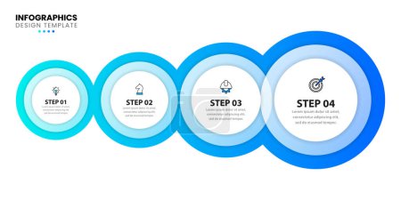 Illustration for Infographic template with icons and 4 options or steps. Circles. Can be used for workflow layout, diagram, banner, webdesign. Vector illustration - Royalty Free Image