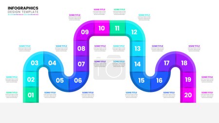 Illustration for Infographic template with 20 options or steps. Timeline. Can be used for workflow layout, diagram, banner, webdesign. Vector illustration - Royalty Free Image