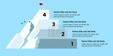 Illustration for Infographic template with 4 options or steps. Mountain. Can be used for workflow layout, diagram, banner, webdesign. Vector illustration - Royalty Free Image