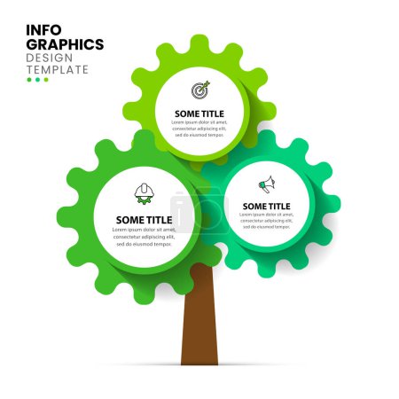 Illustration for Infographic template with icons and 3 options or steps. Tree. Can be used for workflow layout, diagram, banner, webdesign. Vector illustration - Royalty Free Image