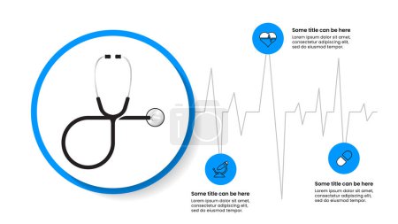 Illustration for Infographic template with icons and 3 options or steps. Stethoscope. Can be used for workflow layout, diagram, banner, webdesign. Vector illustration - Royalty Free Image