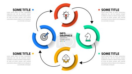 Illustration for Infographic template with icons and 4 options or steps. Can be used for workflow layout, diagram, banner, webdesign. Vector illustration - Royalty Free Image