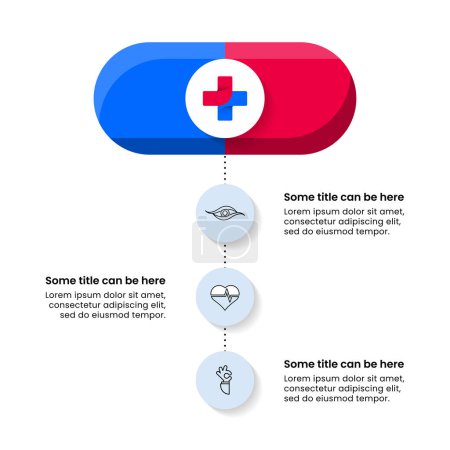 Illustration for Infographic template with icons and 3 options or steps. Pill. Can be used for workflow layout, diagram, banner, webdesign. Vector illustration - Royalty Free Image