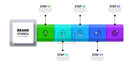 Téléchargez les illustrations : Infographic template with icons and 5 options or steps. Line. Can be used for workflow layout, diagram, banner, webdesign. Vector illustration - en licence libre de droit