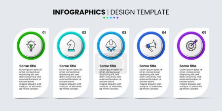 Illustration for Infographic template with icons and 5 options or steps. Can be used for workflow layout, diagram, banner, webdesign. Vector illustration - Royalty Free Image