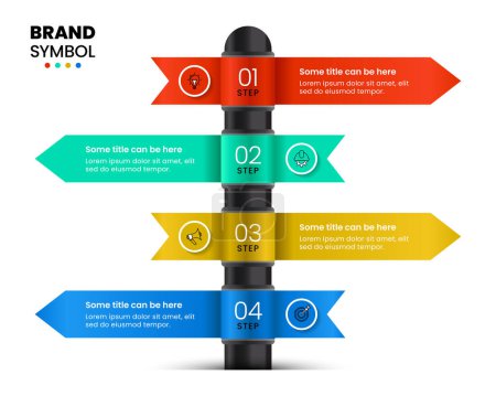 Illustration for Infographic template with icons and 4 options or steps. Signpost. Can be used for workflow layout, diagram, banner, webdesign. Vector illustration - Royalty Free Image