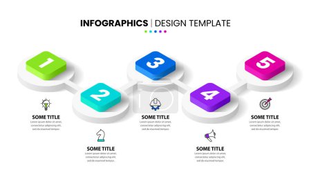 Illustration for Infographic template with icons and 5 options or steps. Isometric line. Can be used for workflow layout, diagram, banner, webdesign. Vector illustration - Royalty Free Image