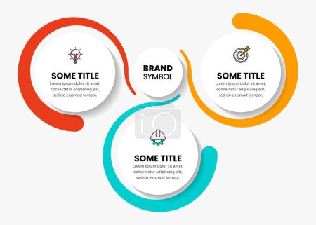 Illustration for Infographic template with icons and 3 options or steps. Abstract circles. Can be used for workflow layout, diagram, banner, webdesign. Vector illustration - Royalty Free Image