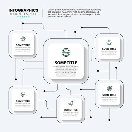 Illustration for Infographic template with icons and 6 options or steps. Technology concept. Can be used for workflow layout, diagram, banner, webdesign. Vector illustration - Royalty Free Image