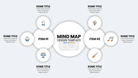 Illustration for Infographic template with icons and 6 options or steps. Mind map. Can be used for workflow layout, diagram, banner, webdesign. Vector illustration - Royalty Free Image
