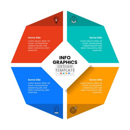 Illustration for Infographic template with icons and 4 options or steps. Octagon. Can be used for workflow layout, diagram, banner, webdesign. Vector illustration - Royalty Free Image
