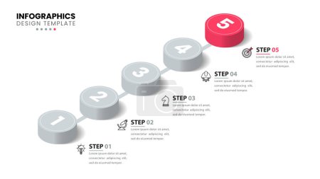 Illustration for Infographic template with icons and 5 options or steps. Isometric line. Can be used for workflow layout, diagram, banner, webdesign. Vector illustration - Royalty Free Image