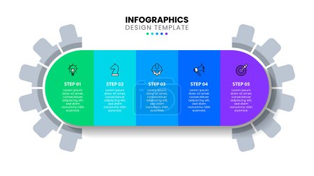 Ilustración de Infographic template with icons and 5 options or steps. Gear. Can be used for workflow layout, diagram, banner, webdesign. Vector illustration - Imagen libre de derechos