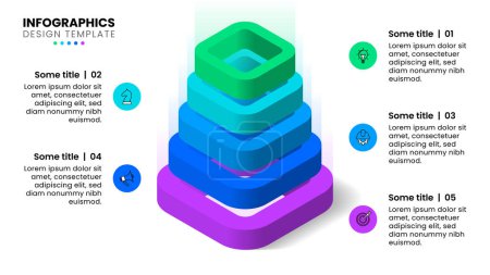 Illustration for Infographic template with icons and 5 options or steps. Pyramid. Can be used for workflow layout, diagram, banner, webdesign. Vector illustration - Royalty Free Image