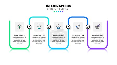 Illustration for Infographic template with icons and 5 options or steps. Connected rectangles. Can be used for workflow layout, diagram, banner, webdesign. Vector illustration - Royalty Free Image