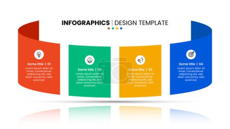 Illustration for Infographic template with icons and 4 options or steps. Can be used for workflow layout, diagram, banner, webdesign. Vector illustration - Royalty Free Image