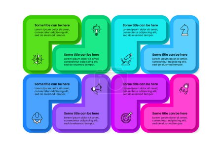 Illustration for Infographic template with icons and 8 options or steps. Can be used for workflow layout, diagram, webdesign. Vector illustration - Royalty Free Image