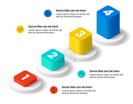 Illustration for Infographic template with icons and 4 options or steps. Isometric columns. Can be used for workflow layout, diagram, banner, webdesign. Vector illustration - Royalty Free Image