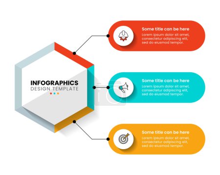 Illustration for Infographic template with icons and 3 options or steps. Hexagon. Can be used for workflow layout, diagram, banner, webdesign. Vector illustration - Royalty Free Image
