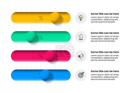 Illustration for Infographic template with icons and 4 options or steps. Sliders. Can be used for workflow layout, diagram, banner, webdesign. Vector illustration - Royalty Free Image