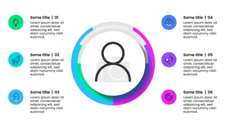 Illustration for Infographic template with icons and 6 options or steps. Abstract circle. Can be used for workflow layout, diagram, banner, webdesign. Vector illustration - Royalty Free Image