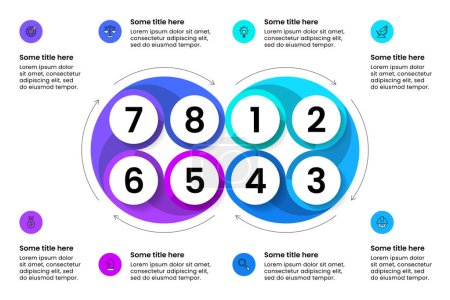Illustration for Infographic template with icons and 8 options or steps. Cycle. Can be used for workflow layout, diagram, banner, webdesign. Vector illustration - Royalty Free Image