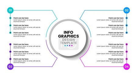 Illustration for Infographic template with 4 options or steps. Points. Can be used for workflow layout, diagram, banner, webdesign. Vector illustration - Royalty Free Image