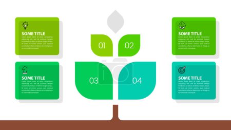Illustration for Infographic template with icons and 4 options or steps. Green tree. Can be used for workflow layout, diagram, banner, webdesign. Vector illustration - Royalty Free Image
