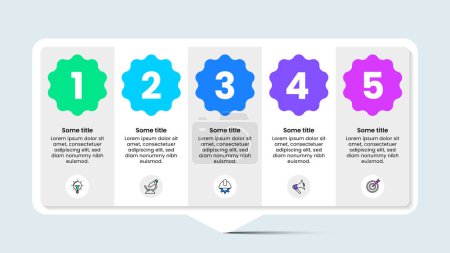 Illustration for Infographic template with icons and 5 options or steps. Standing banner. Can be used for workflow layout, diagram, webdesign. Vector illustration - Royalty Free Image