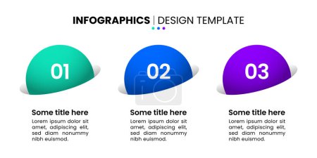 Illustration for Infographic template with 3 options or steps. Circles. Can be used for workflow layout, diagram, banner, webdesign. Vector illustration - Royalty Free Image