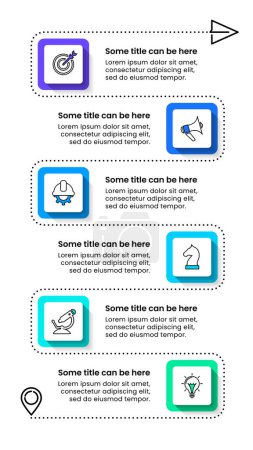 Illustration for Infographic template with icons and 6 options or steps. Path. Can be used for workflow layout, diagram, banner, webdesign. Vector illustration - Royalty Free Image