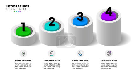 Illustration for Infographic template with icons and 4 options or steps. Growing columns. Can be used for workflow layout, diagram, banner, webdesign. Vector illustration - Royalty Free Image