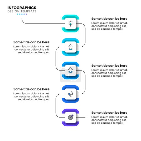 Illustration for Infographic template with 5 options or steps. Line. Can be used for workflow layout, diagram, webdesign. Vector illustration - Royalty Free Image