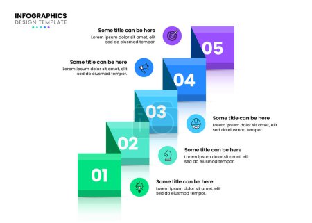 Illustration for Infographic template with icons and 5 options or steps. Origami squares. Can be used for workflow layout, diagram, banner, webdesign. Vector illustration - Royalty Free Image