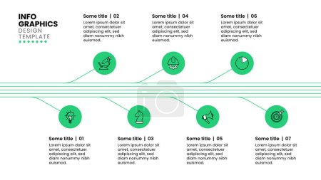 Illustration for Infographic template with icons and 7 options or steps. Splitting line. Can be used for workflow layout, diagram, webdesign. Vector illustration - Royalty Free Image