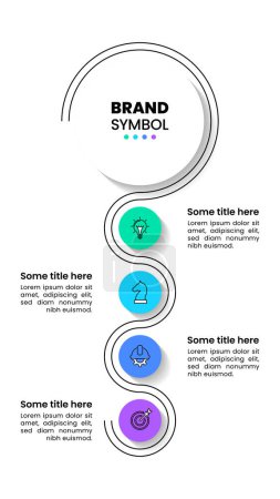 Illustration for Infographic template with icons and 4 options or steps. Vertical line. Can be used for workflow layout, diagram, banner, webdesign. Vector illustration - Royalty Free Image