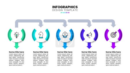 Illustration for Infographic template with icons and 5 options or steps. Circles. Can be used for workflow layout, diagram, webdesign. Vector illustration - Royalty Free Image