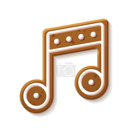 Illustration for Christmas gingerbread note with glaze. Musical candy. Vector illustration - Royalty Free Image