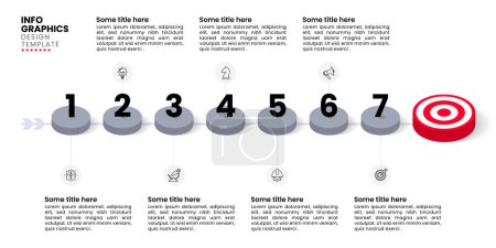 Téléchargez les illustrations : Infographic template with icons and 7 options or steps. Dartboard. Can be used for workflow layout, diagram, banner, webdesign. Vector illustration - en licence libre de droit