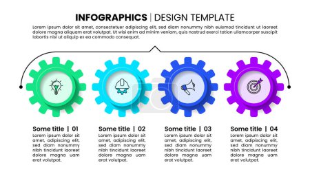 Illustration for Infographic template with icons and 4 options or steps. Gears. Can be used for workflow layout, diagram, banner, webdesign. Vector illustration - Royalty Free Image