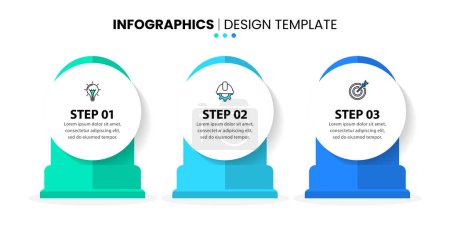Illustration for Infographic template with icons and 3 options or steps. Can be used for workflow layout, diagram, banner, webdesign. Vector illustration - Royalty Free Image