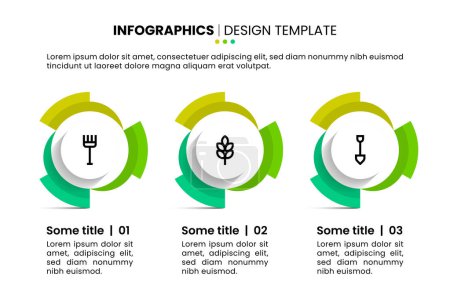 Illustration for Infographic template with icons and 3 options or steps. Agricultural concept. Can be used for workflow layout, diagram, banner, webdesign. Vector illustration - Royalty Free Image