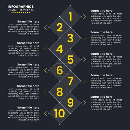 Illustration for Infographic template with 10 options or steps. Timeline. Can be used for workflow layout, diagram, banner, webdesign. Vector illustration - Royalty Free Image