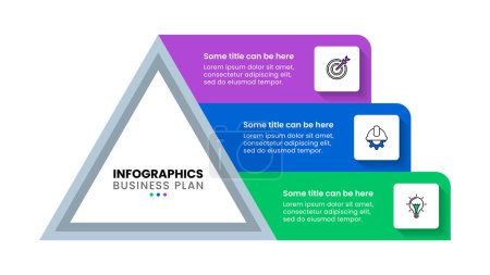 Illustration for Infographic template with icons and 3 options or steps. Pyramid. Can be used for workflow layout, diagram, banner, webdesign. Vector illustration - Royalty Free Image