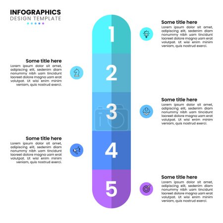 Illustration for Infographic template with icons and 5 options or steps. Vertical line. Can be used for workflow layout, diagram, banner, webdesign. Vector illustration - Royalty Free Image